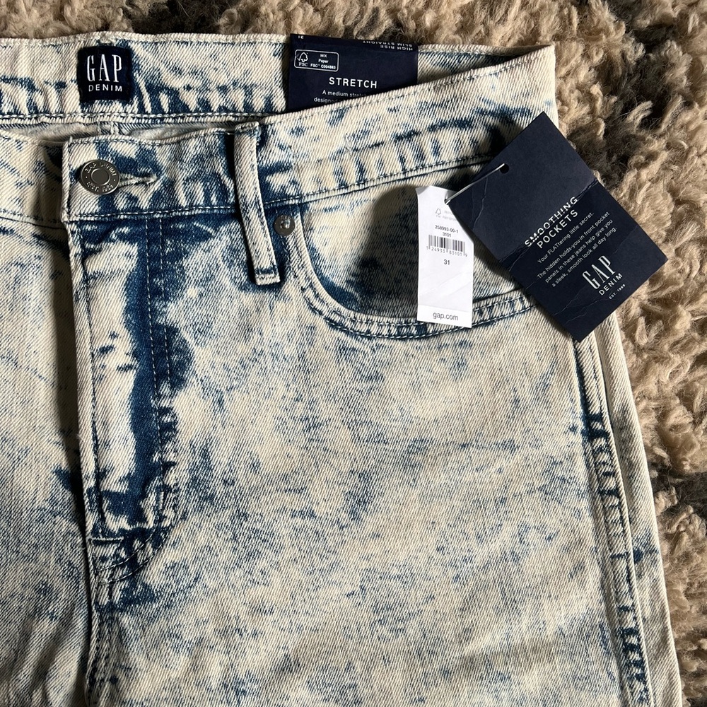 New! GAP Blue and Cream Acid Wash Jeans Sz.31